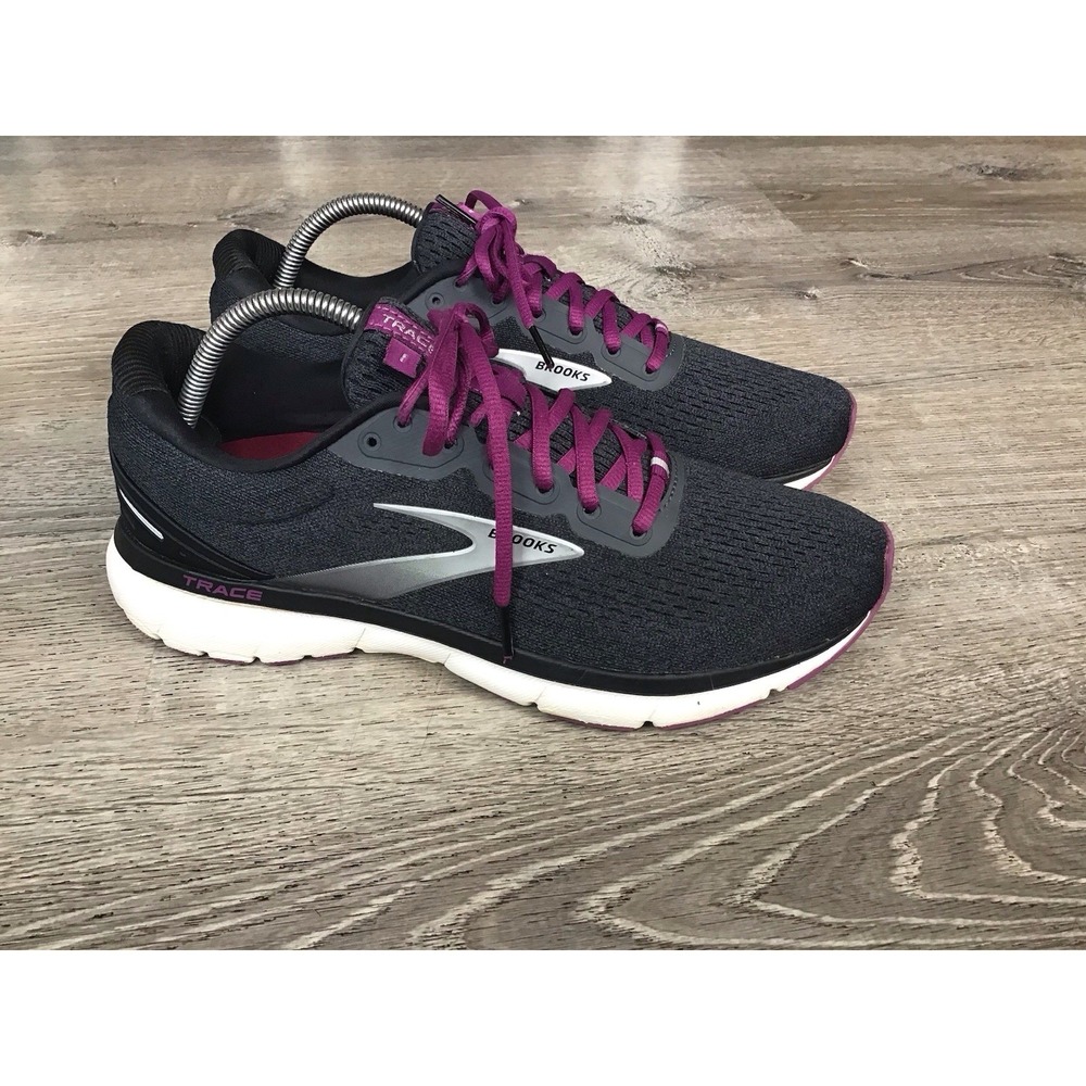 Brooks Trace Shoes Womens Size 11 B Black Purple Running Sneakers 1203511B021